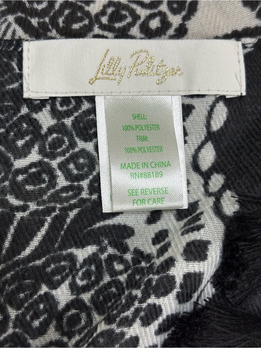 Lilly Pulitzer Black and White Floral Scarf - Picture 3 of 8